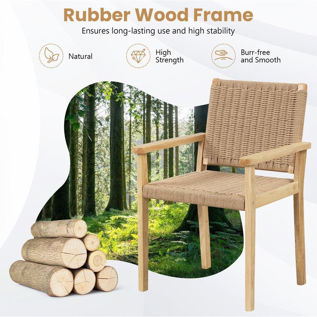 Juego de 2 sillas de madera para interior y exterior - Natural