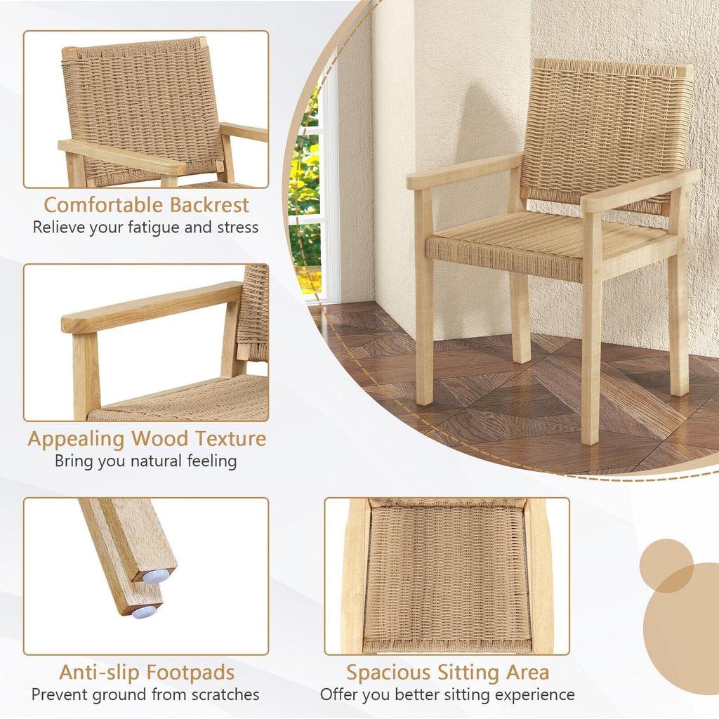 Juego de 2 sillas de madera para interior y exterior - Natural