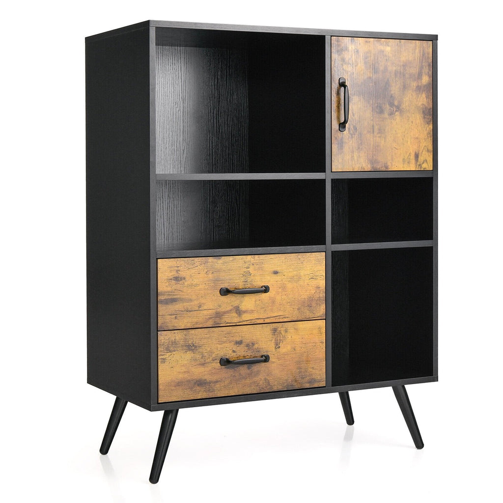 Industrielles Buffet-Sideboard Küchenschrank mit Fächern und Schubladen – Rustikales Braun