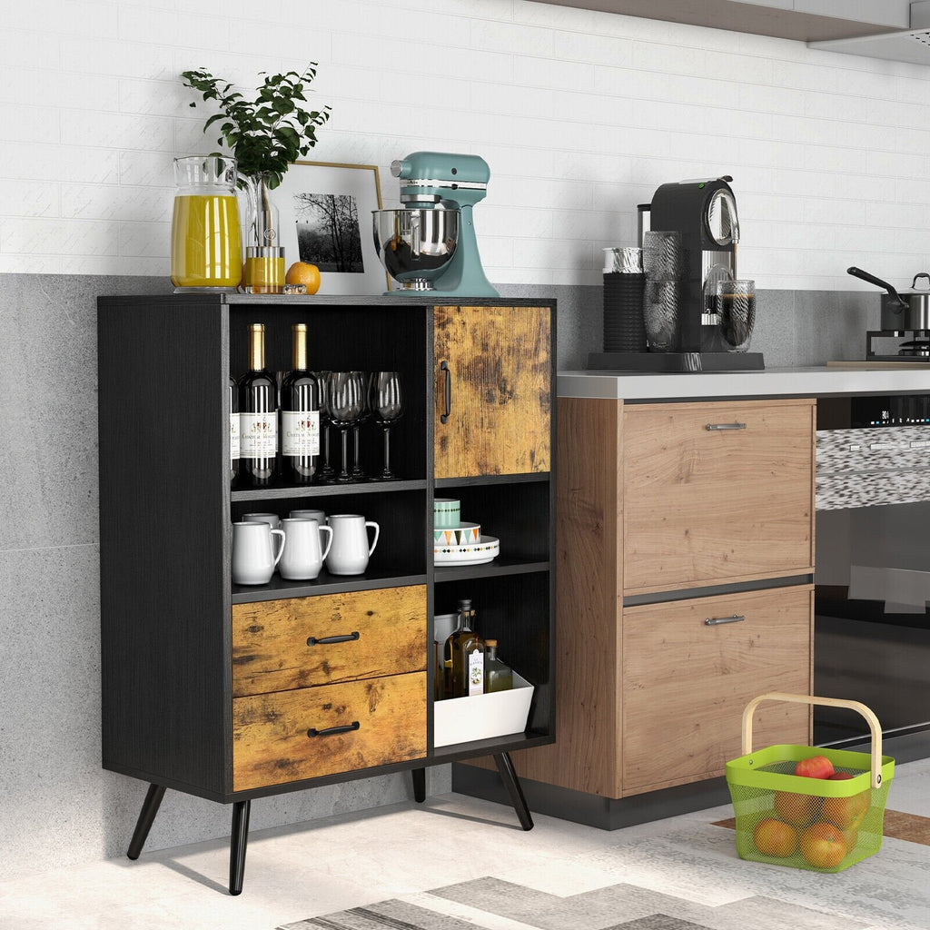 Industrielles Buffet-Sideboard Küchenschrank mit Fächern und Schubladen – Rustikales Braun