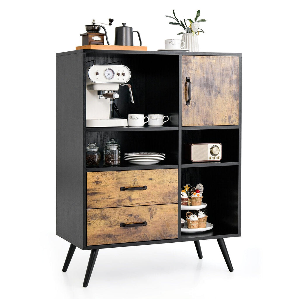 Industrielles Buffet-Sideboard Küchenschrank mit Fächern und Schubladen – Rustikales Braun