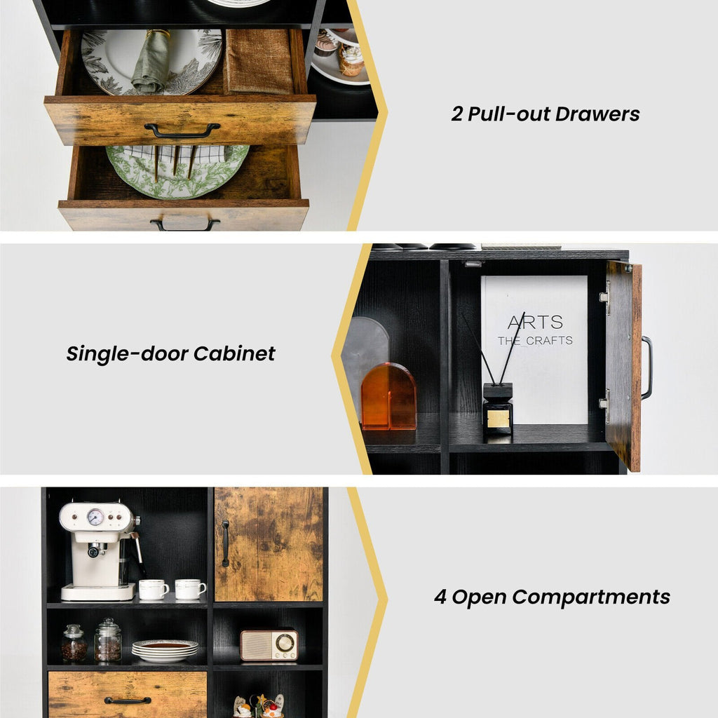 Industrielles Buffet-Sideboard Küchenschrank mit Fächern und Schubladen – Rustikales Braun