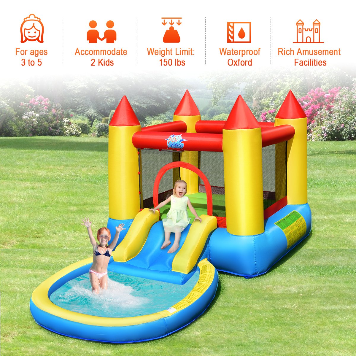 Toboggan Gonflable pour Enfants avec Souffleur de 550 W