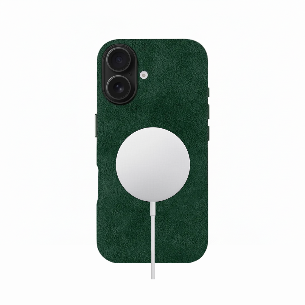 Funda de Alcántara verde para iPhone 16