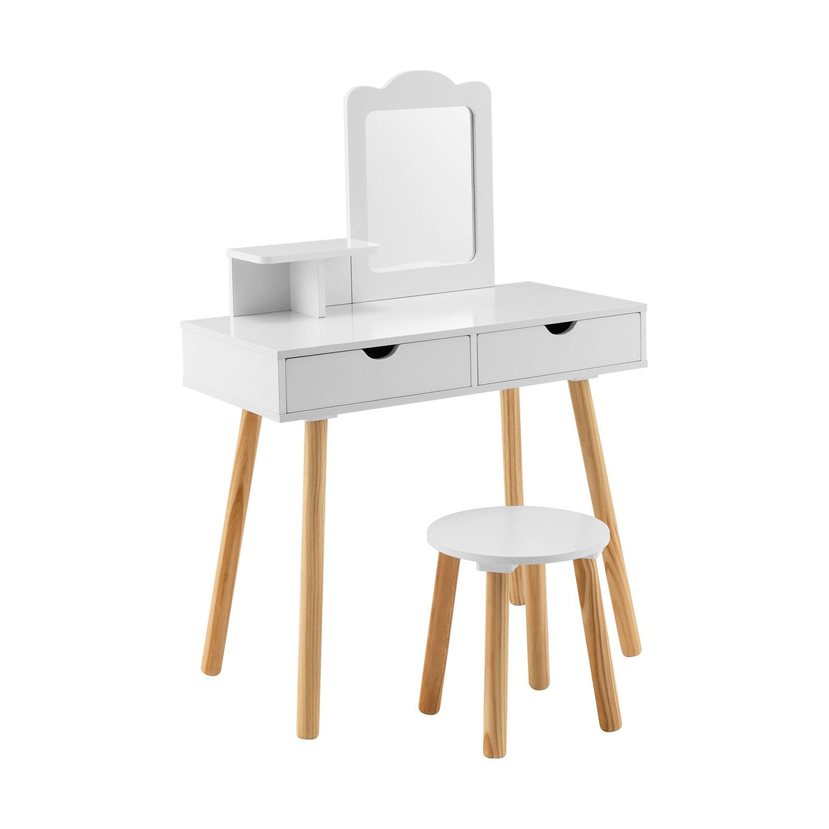 Coiffeuse pour enfants avec miroir et 2 grands tiroirs de rangement – Blanche