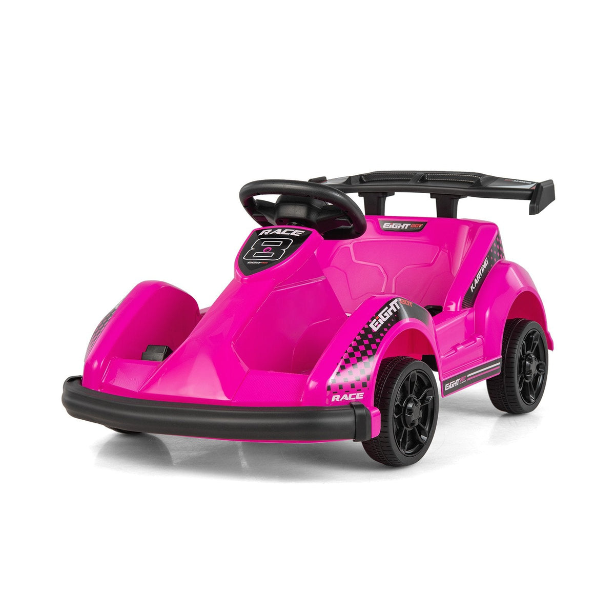 6V Kinder-Elektroauto mit 13,5-Zoll-Sitz mit Gurt und USB-Musikpanel, Pink