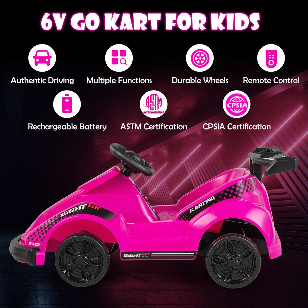 6V Kinder-Elektroauto mit 13,5-Zoll-Sitz mit Gurt und USB-Musikpanel, Pink