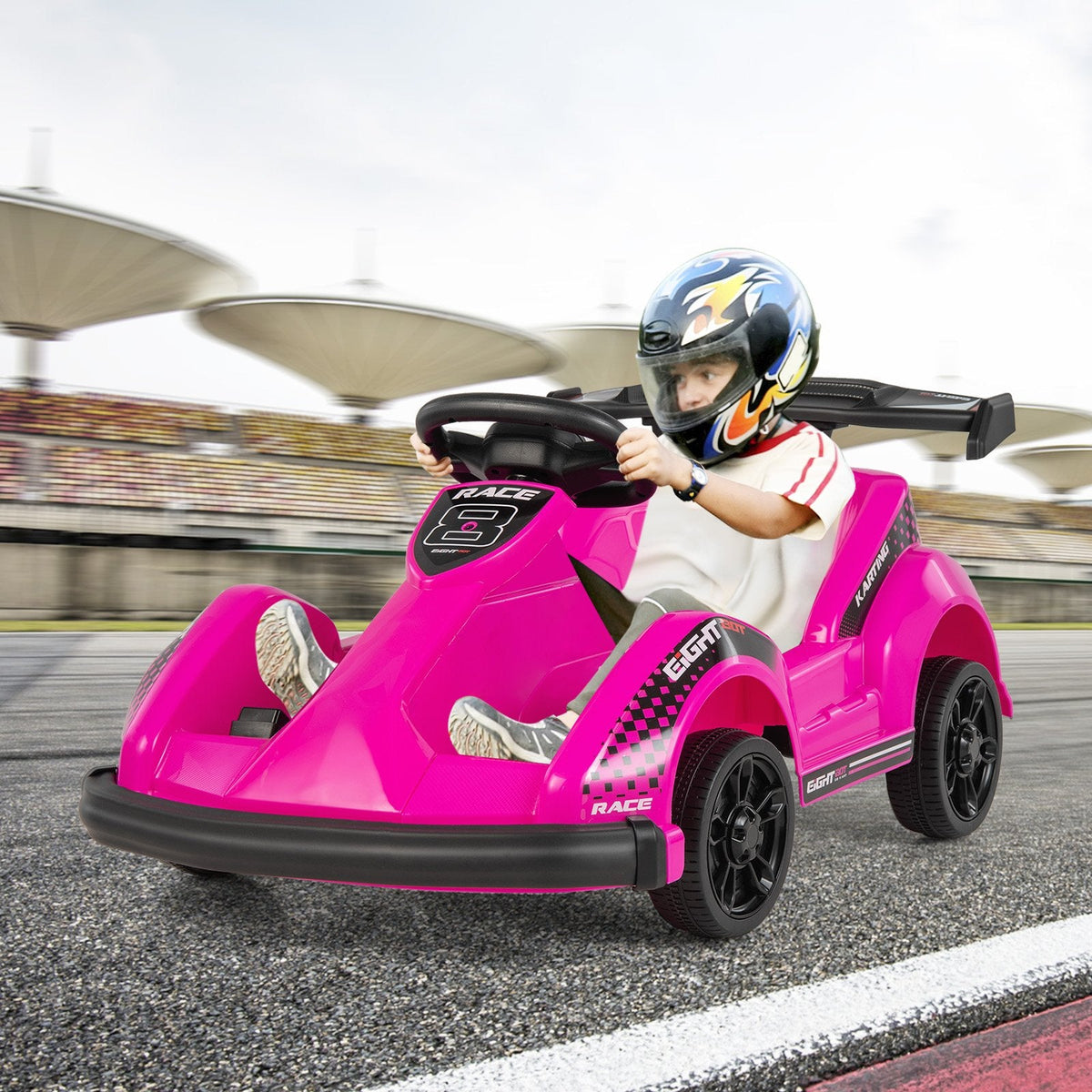 6V Kinder-Elektroauto mit 13,5-Zoll-Sitz mit Gurt und USB-Musikpanel, Pink