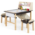 Mesa y Sillas de Arte para Niños con Rollo de Papel y Cestas de Almacenamiento - Café