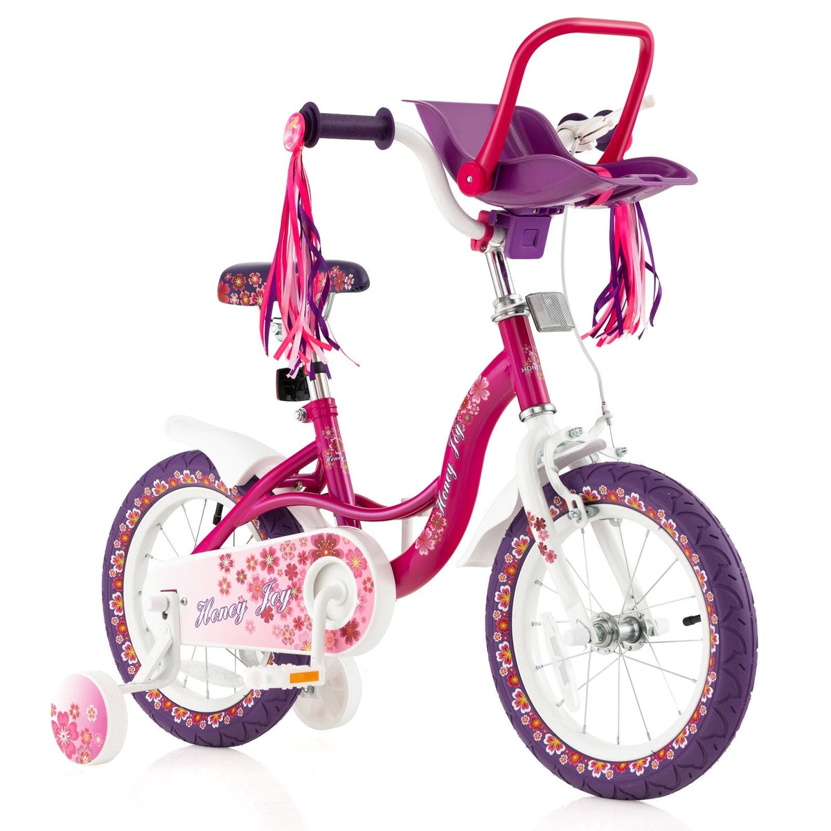 Vélo pour enfant de 16 pouces avec siège pour poupée amovible et roues d’apprentissage démontables