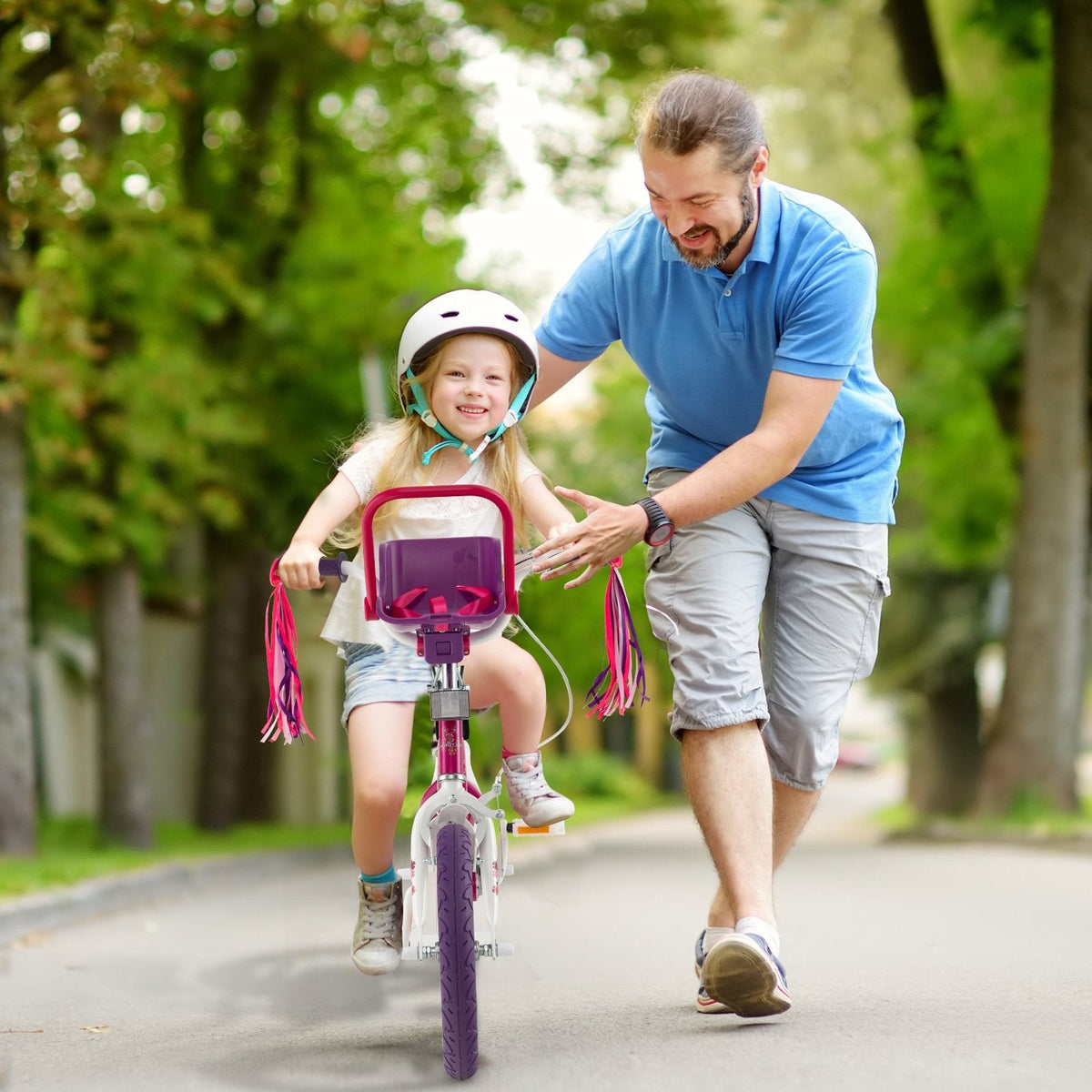 Vélo pour enfant de 16 pouces avec siège pour poupée amovible et roues d’apprentissage démontables