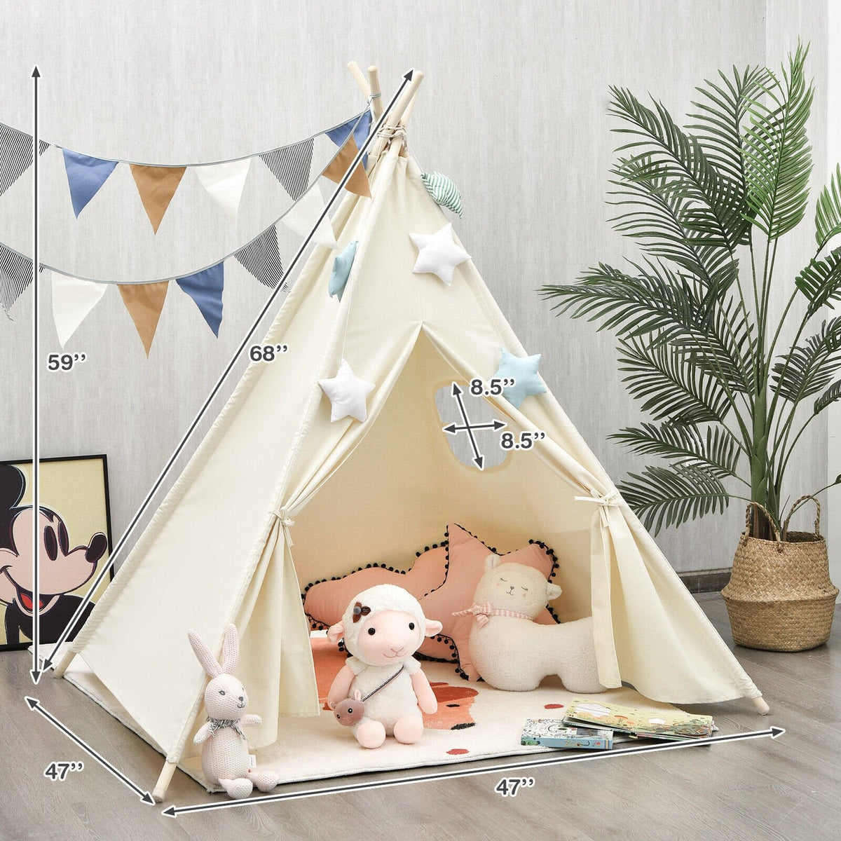 Faltbares Kinder-Canvas-Tipi-Spielzelt