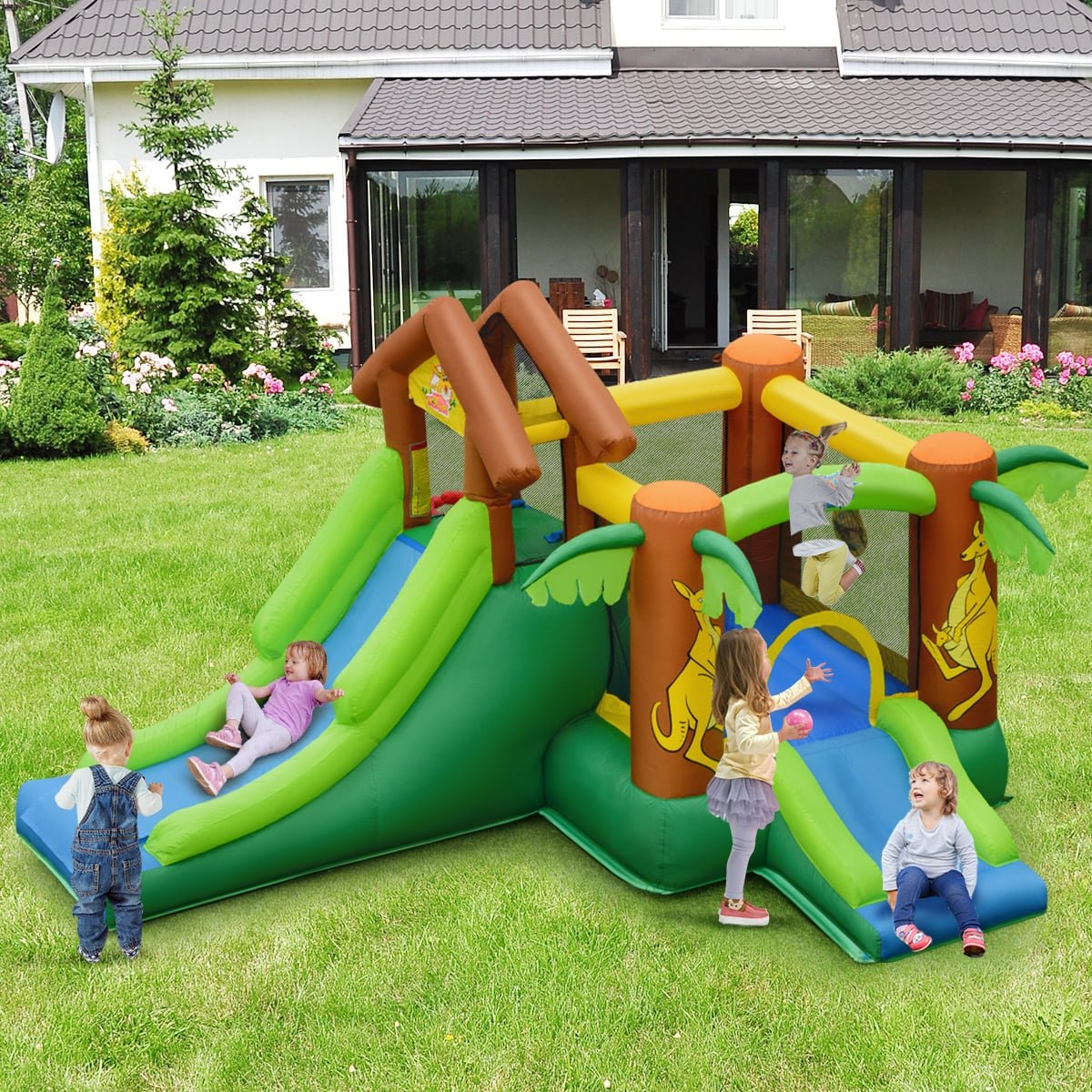 Château Gonflable Jungle pour Enfants avec Souffleur 680W