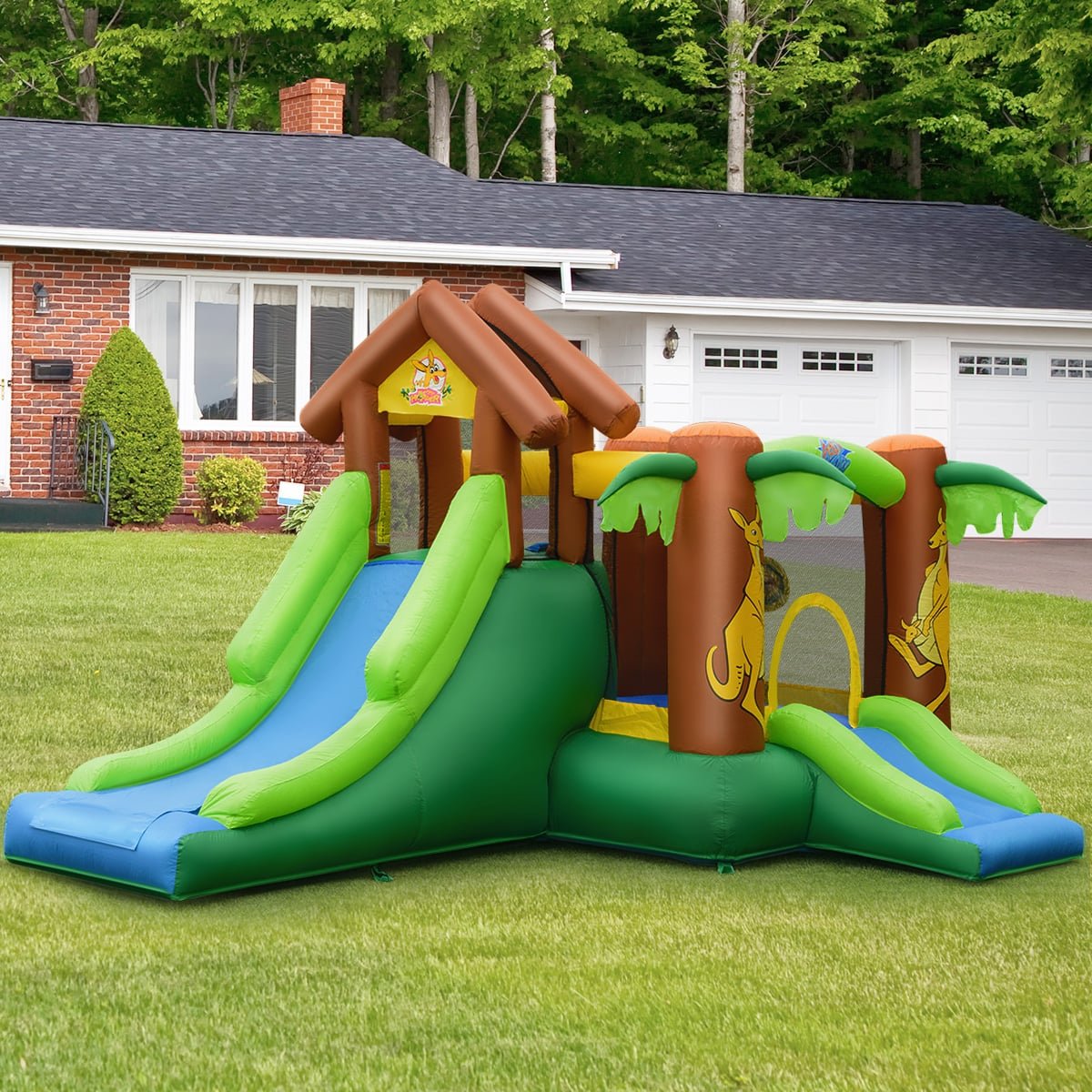 Château Gonflable Jungle pour Enfants avec Souffleur 680W