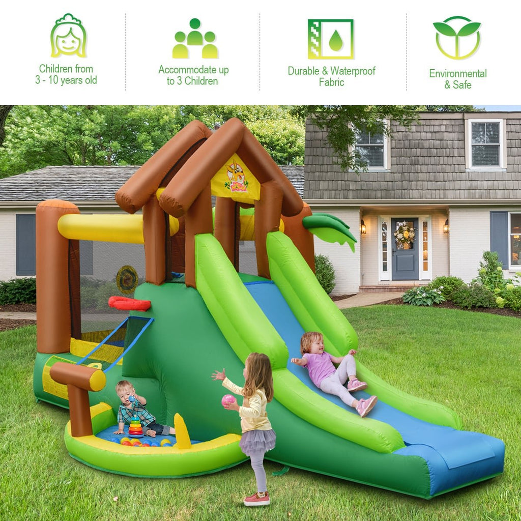 Château Gonflable Jungle pour Enfants avec Souffleur 680W