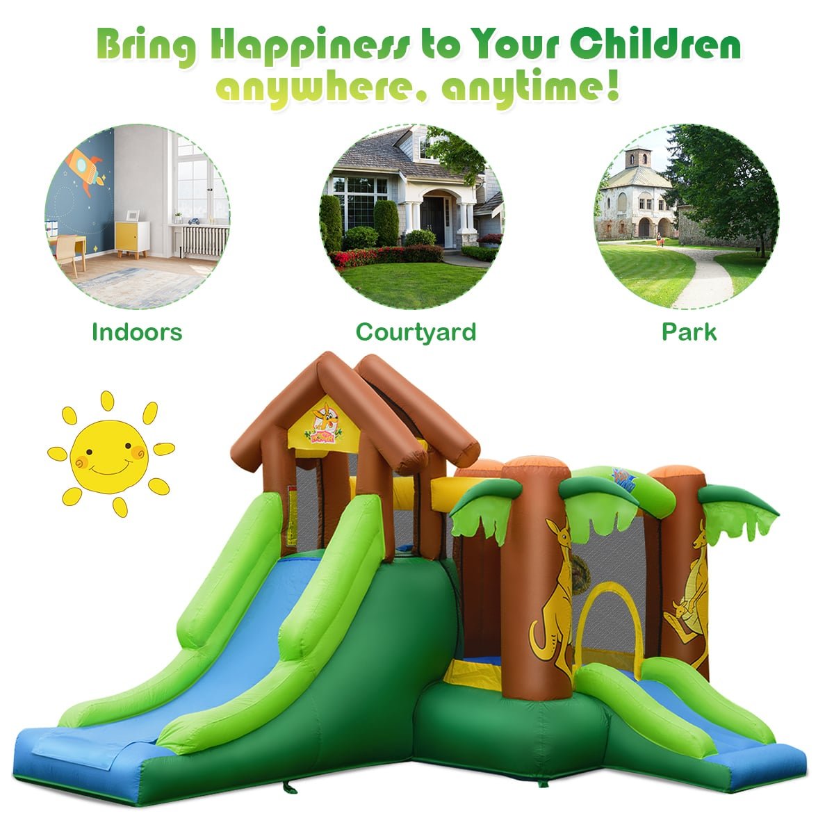 Château Gonflable Jungle pour Enfants avec Souffleur 680W