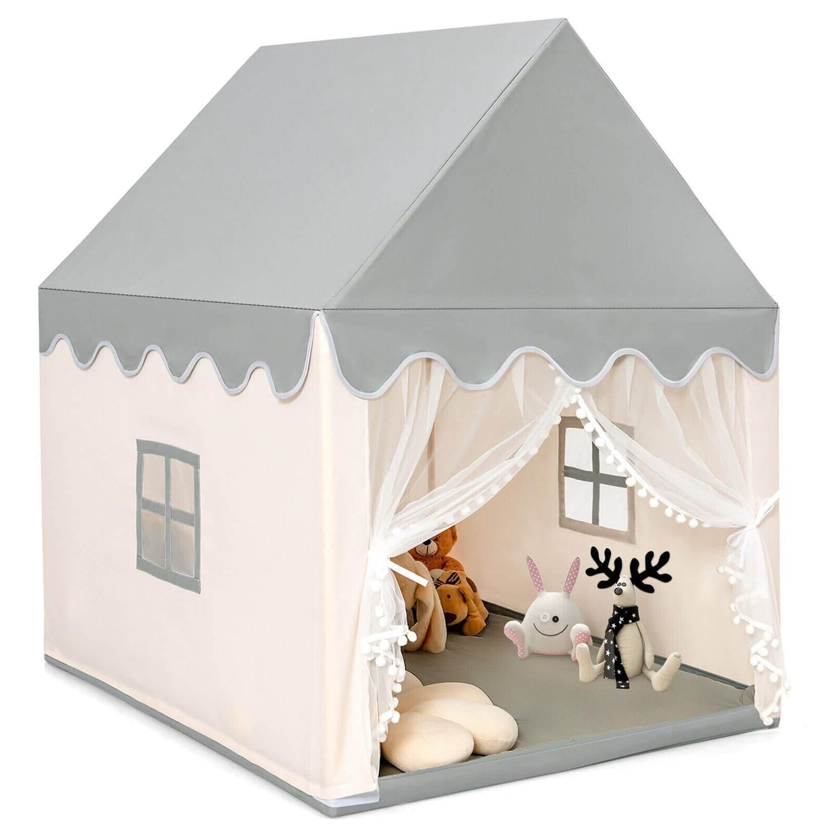 Château de jeu enfant grande taille, tente de fée avec tapis - Beige