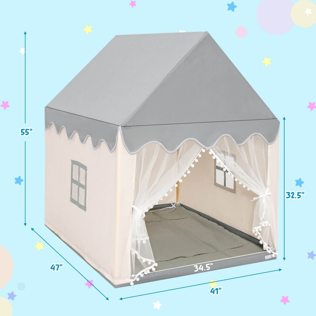 Château de jeu enfant grande taille, tente de fée avec tapis - Beige