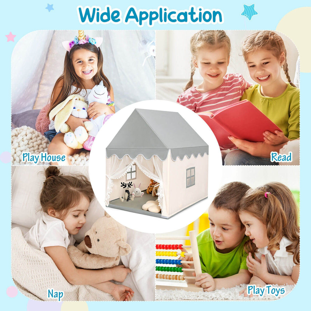 Château de jeu enfant grande taille, tente de fée avec tapis - Beige