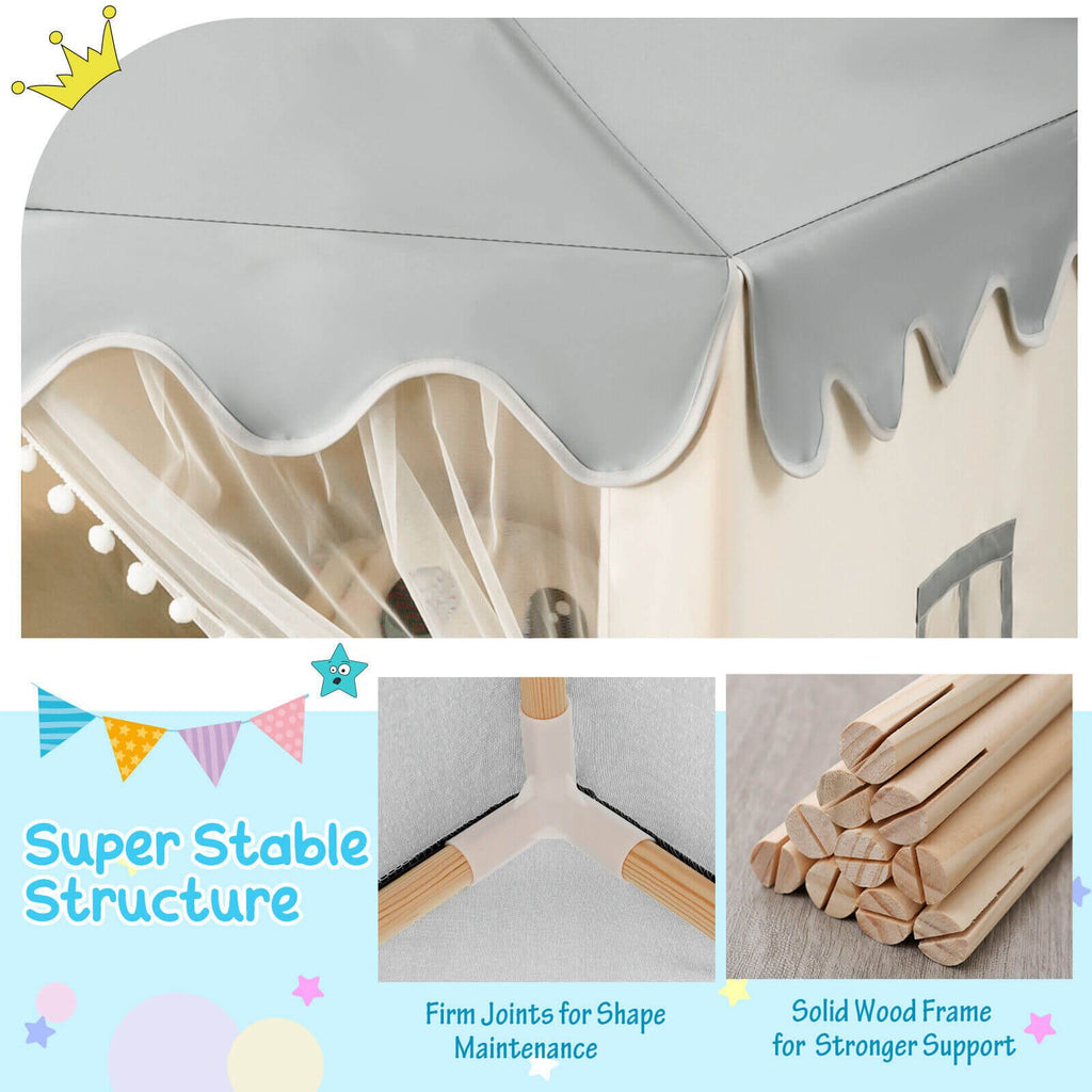 Château de jeu enfant grande taille, tente de fée avec tapis - Beige
