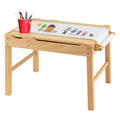 Kinder-Multifunktionstisch aus Holz mit Bausteinablage und Stauraum, Papierrolle, Naturfarben