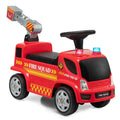 Camion de pompier porteur pour enfants avec échelle, machine à bulles et phares - Rouge