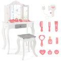 Kinderschminktisch-Set mit dreifach klappbarem Spiegel – Weiß