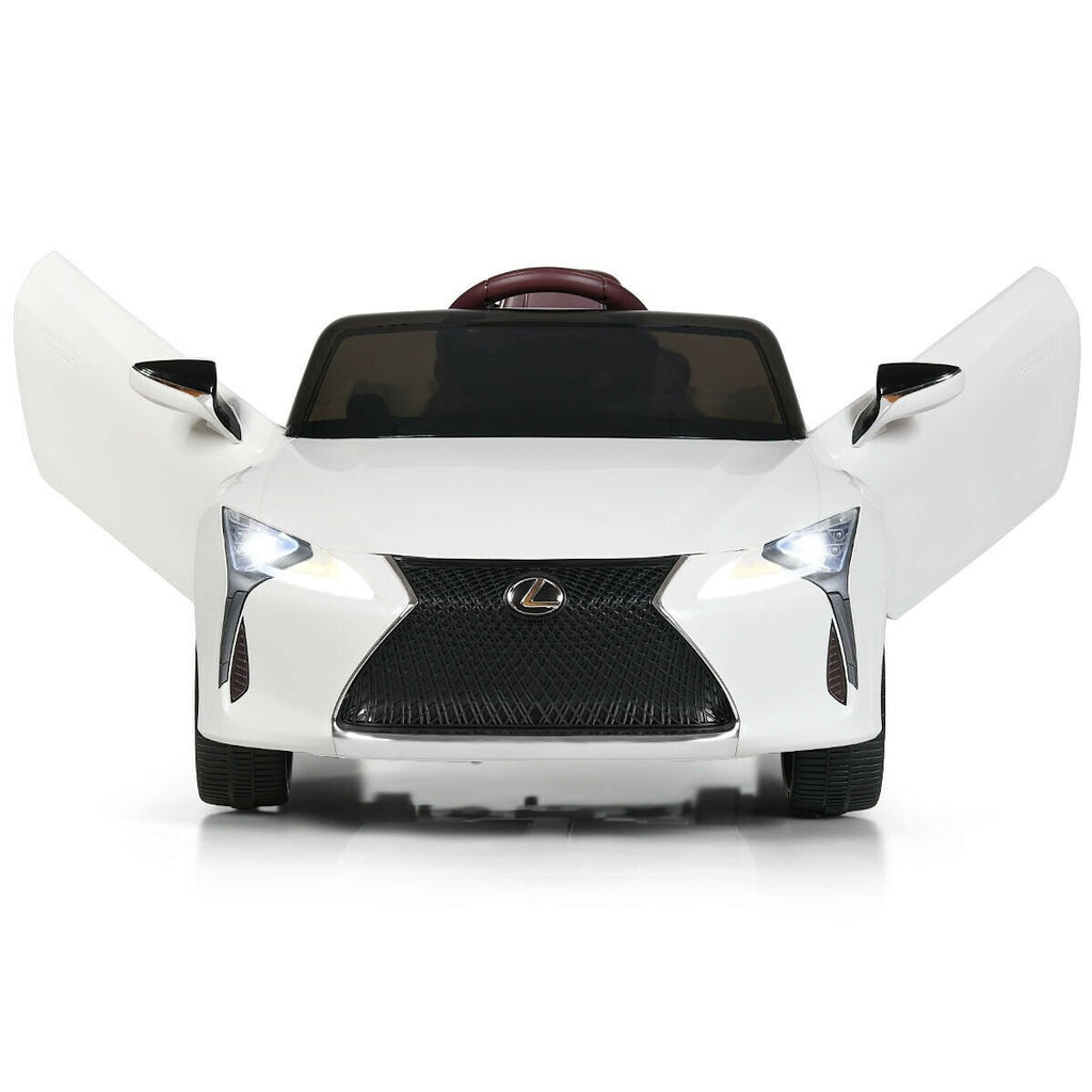 Coche eléctrico para niños Lexus LC500 con licencia de 12V, arranque suave y control remoto parental 2.4G, blanco