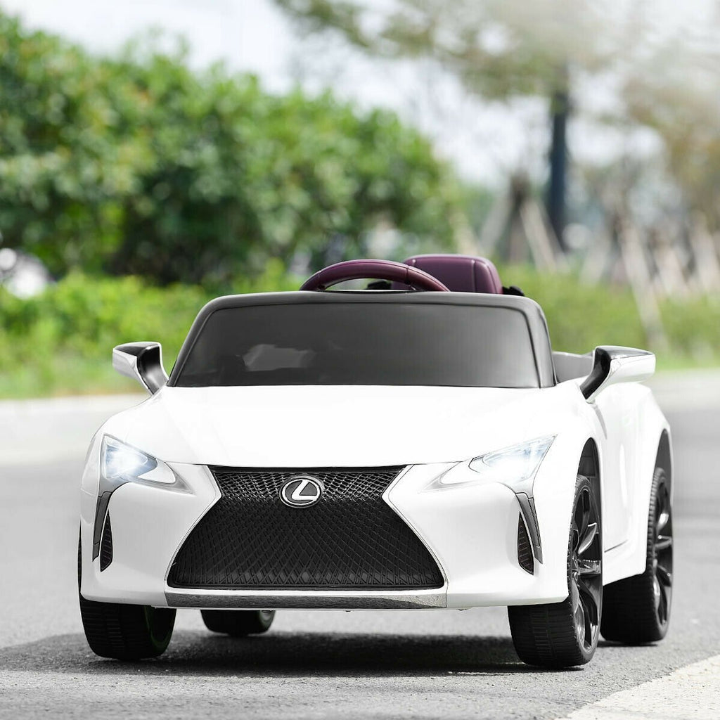 Coche eléctrico para niños Lexus LC500 con licencia de 12V, arranque suave y control remoto parental 2.4G, blanco