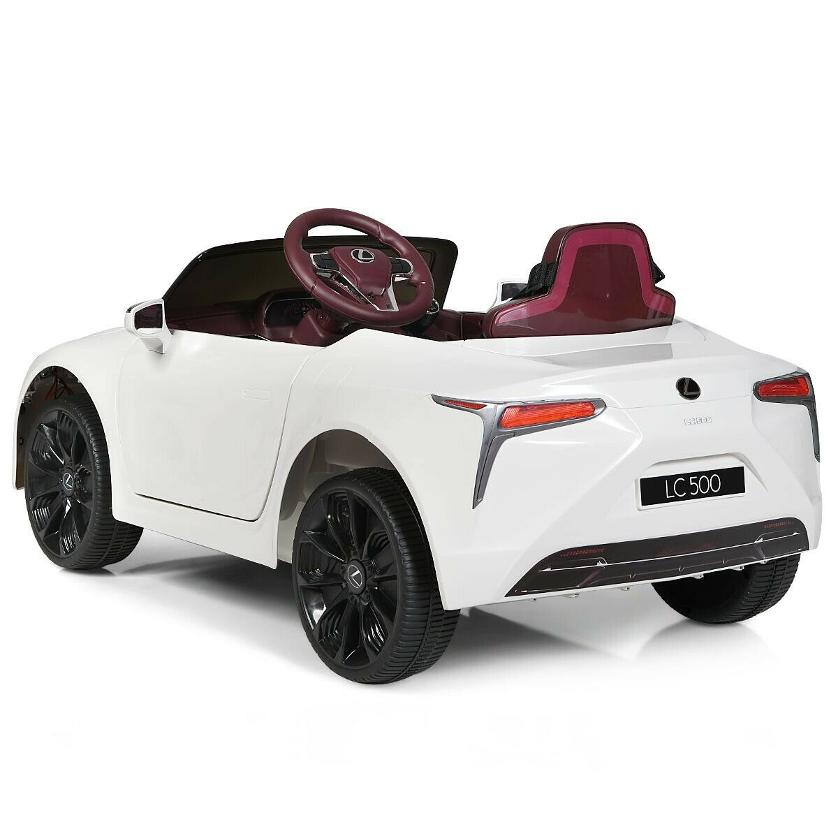 Coche eléctrico para niños Lexus LC500 con licencia de 12V, arranque suave y control remoto parental 2.4G, blanco