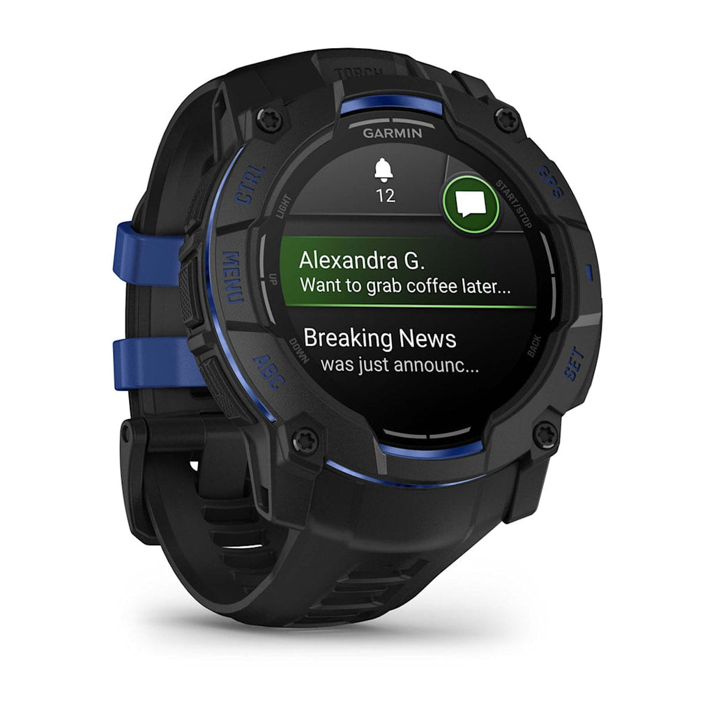 Garmin Instinct® 3 AMOLED (50 mm) - Reloj GPS resistente - Negro/Azul perno