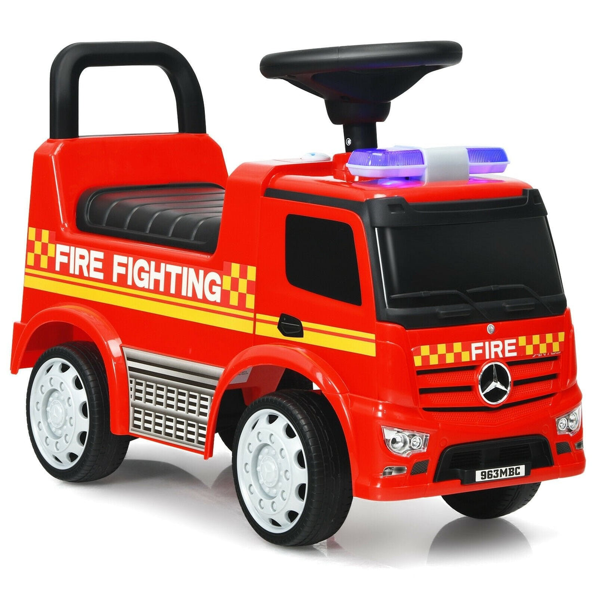 Vehículo de carreras infantil de bomberos Mercedes-Benz con licencia - rojo
