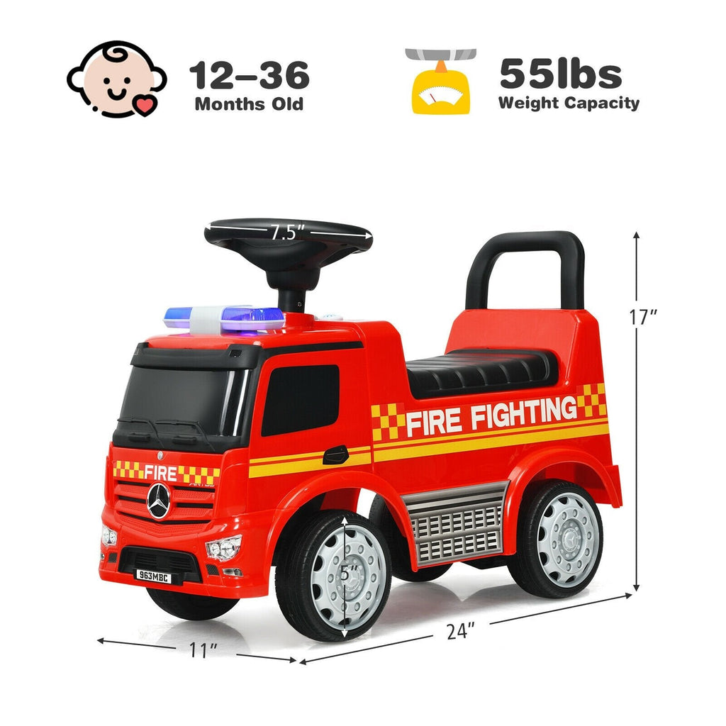 Vehículo de carreras infantil de bomberos Mercedes-Benz con licencia - rojo