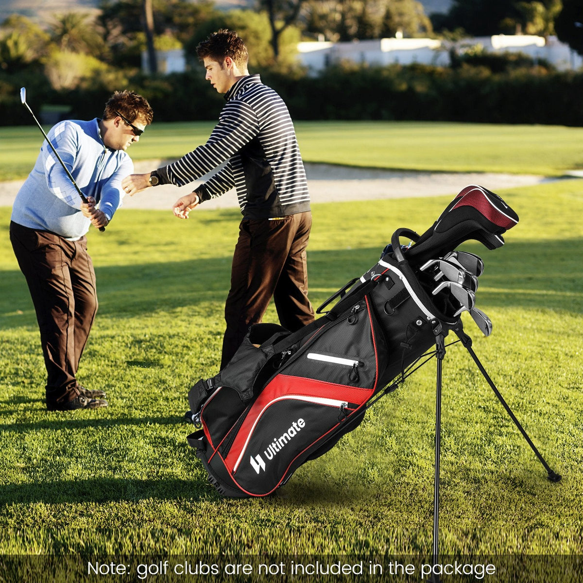 Sac de golf trépied léger avec séparateurs de clubs à 14 compartiments et 6 poches – Rouge