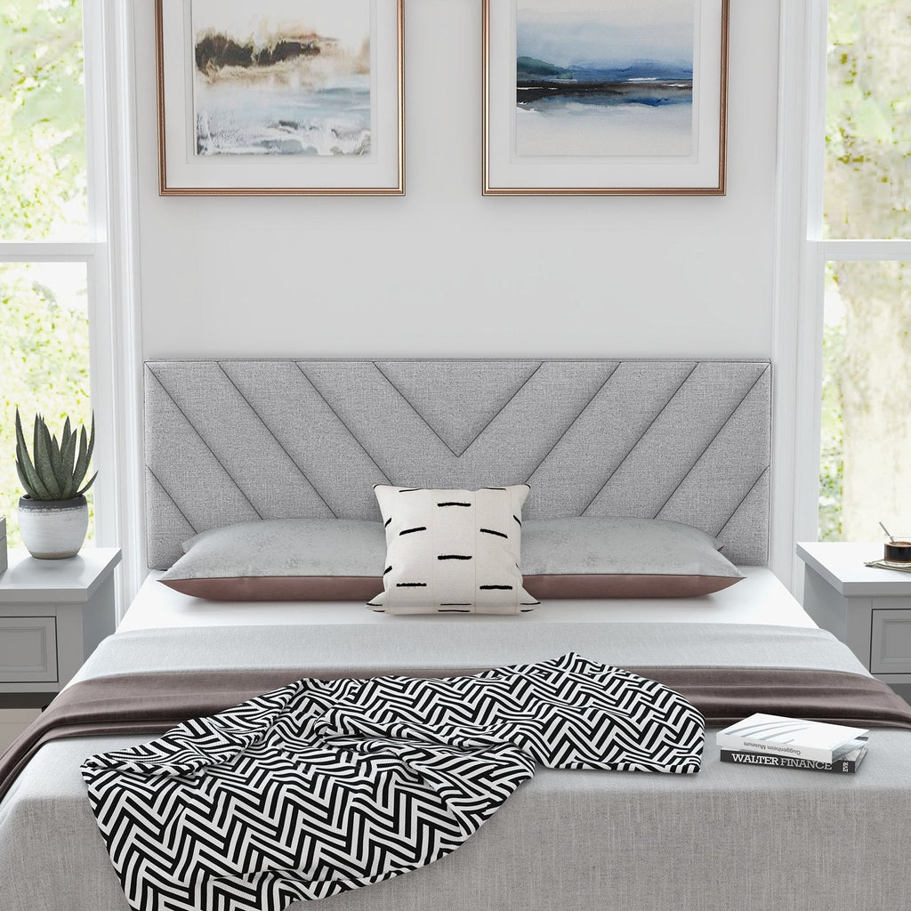 Tête de lit capitonnée en lin pour cadres de lit double et grand lit - Gris