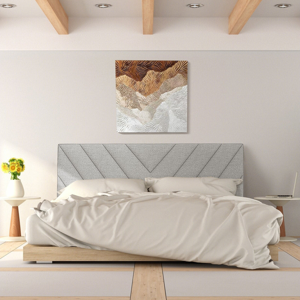 Tête de lit capitonnée en lin pour cadres de lit double et grand lit - Gris