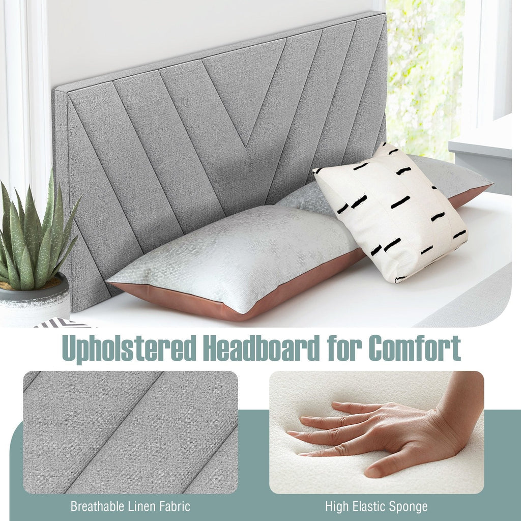 Tête de lit capitonnée en lin pour cadres de lit double et grand lit - Gris