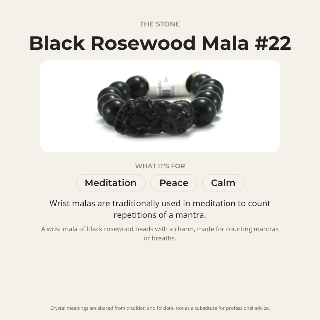 Mala-Armband "Black Rosewood & Charm" #22