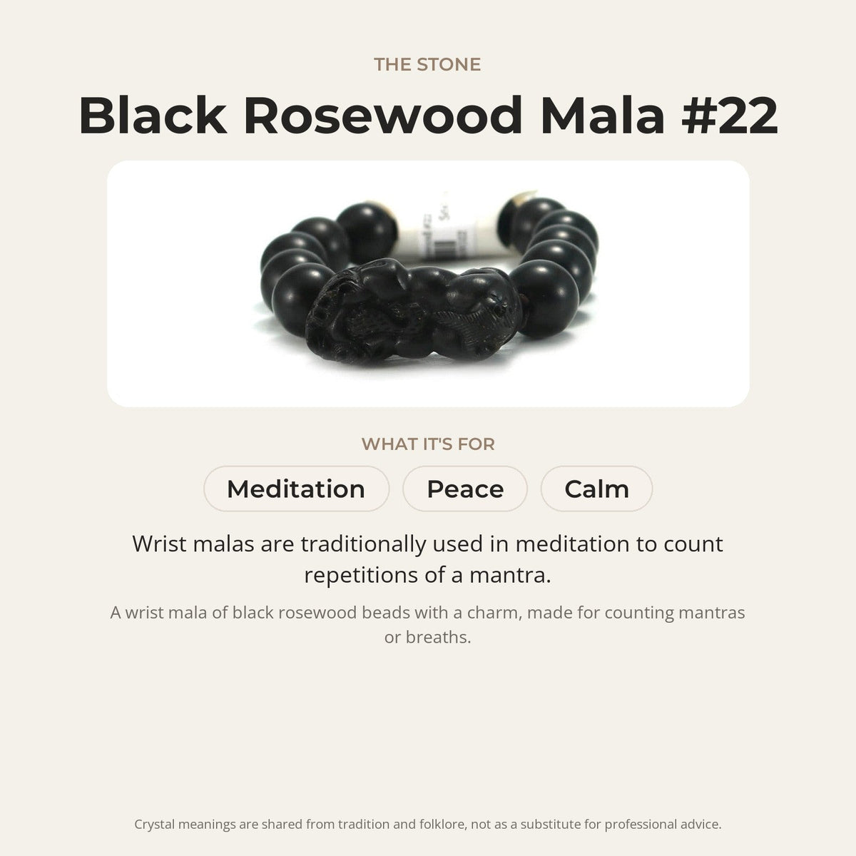 Mala-Armband "Black Rosewood & Charm" #22