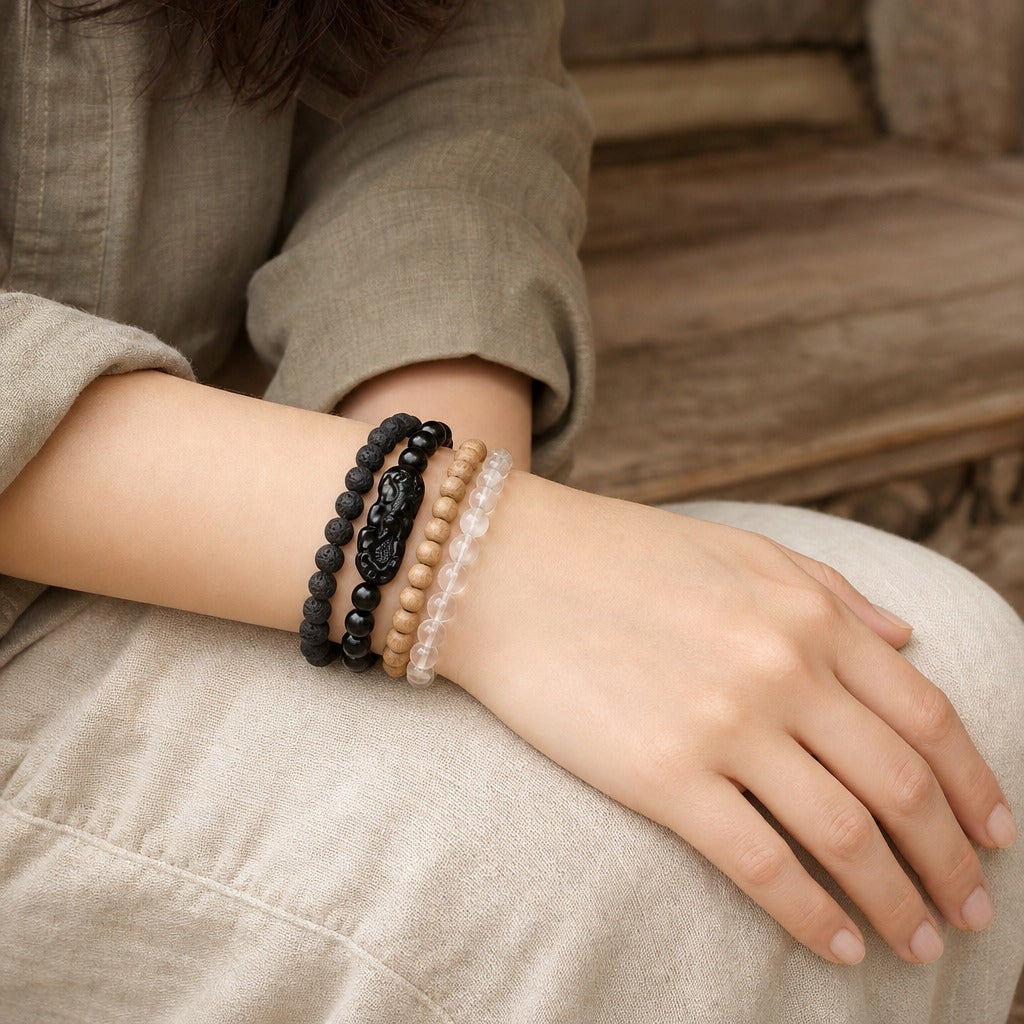 Mala-Armband "Black Rosewood & Charm" #22