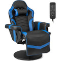 Sillón reclinable con masaje y ajuste de altura para videojuegos-Azul