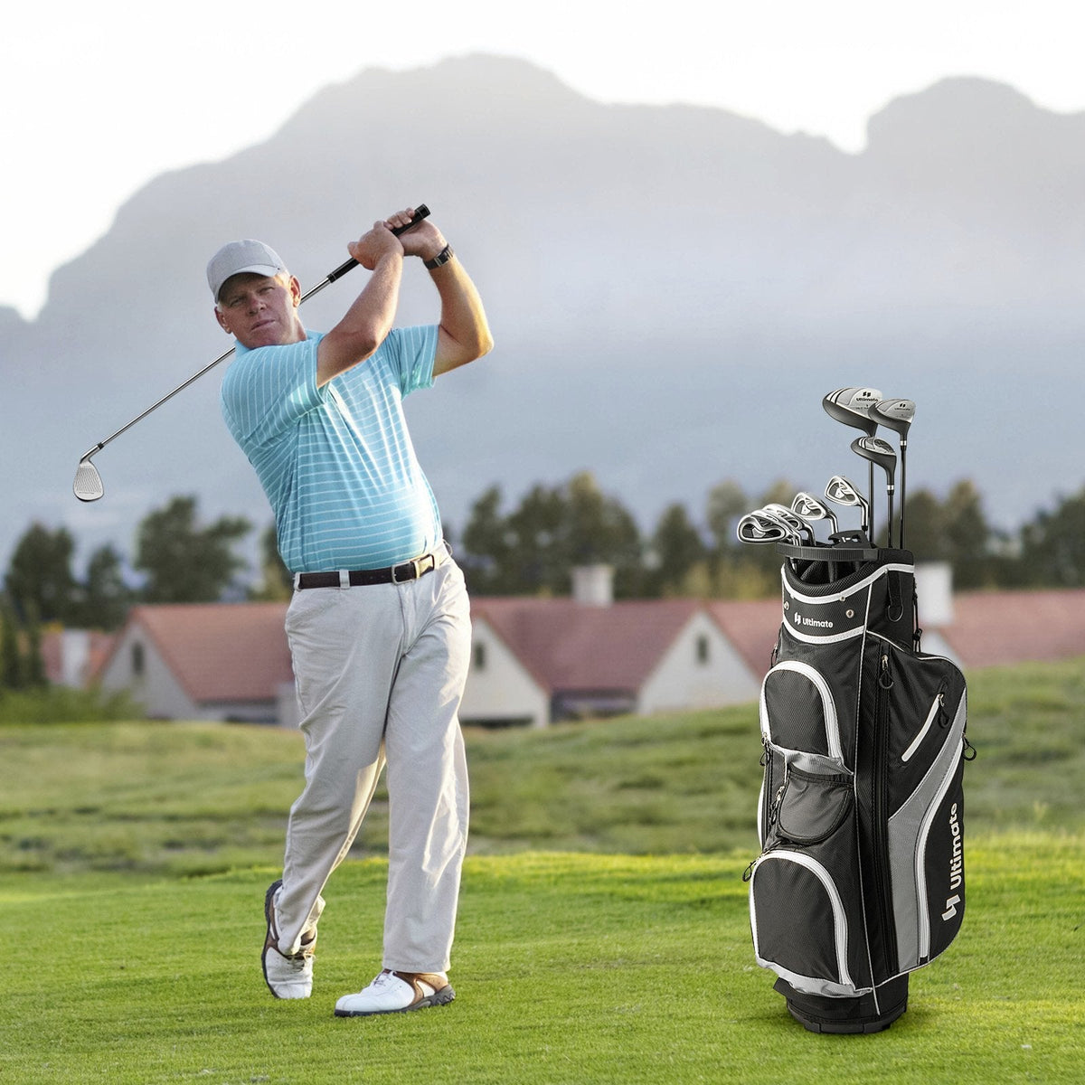 Ensemble complet de 9 clubs de golf pour hommes - Gris