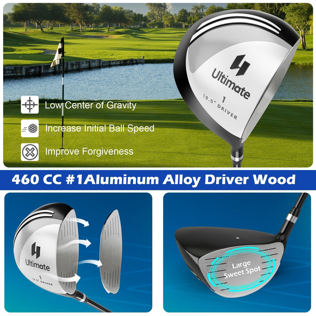 Ensemble complet de 9 clubs de golf pour hommes - Gris
