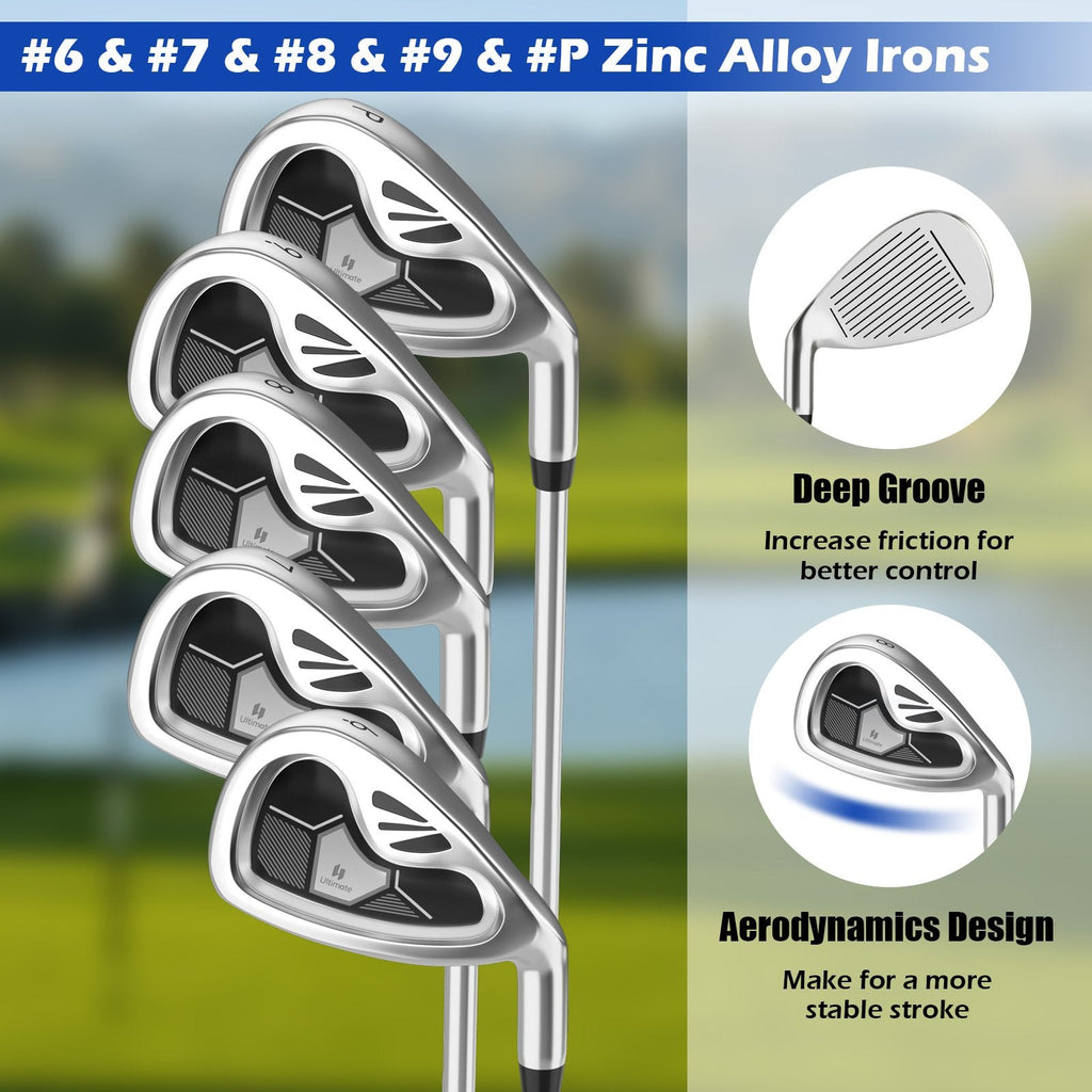 Ensemble complet de 9 clubs de golf pour hommes - Gris