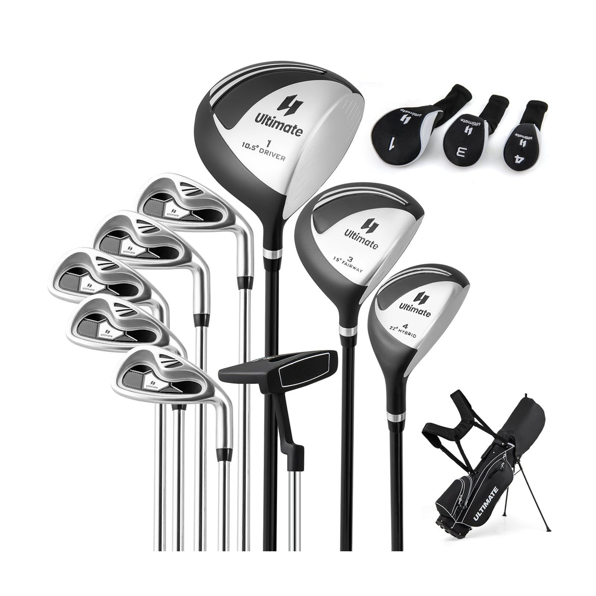 Ensemble complet de 10 clubs de golf Profile pour homme – Noir