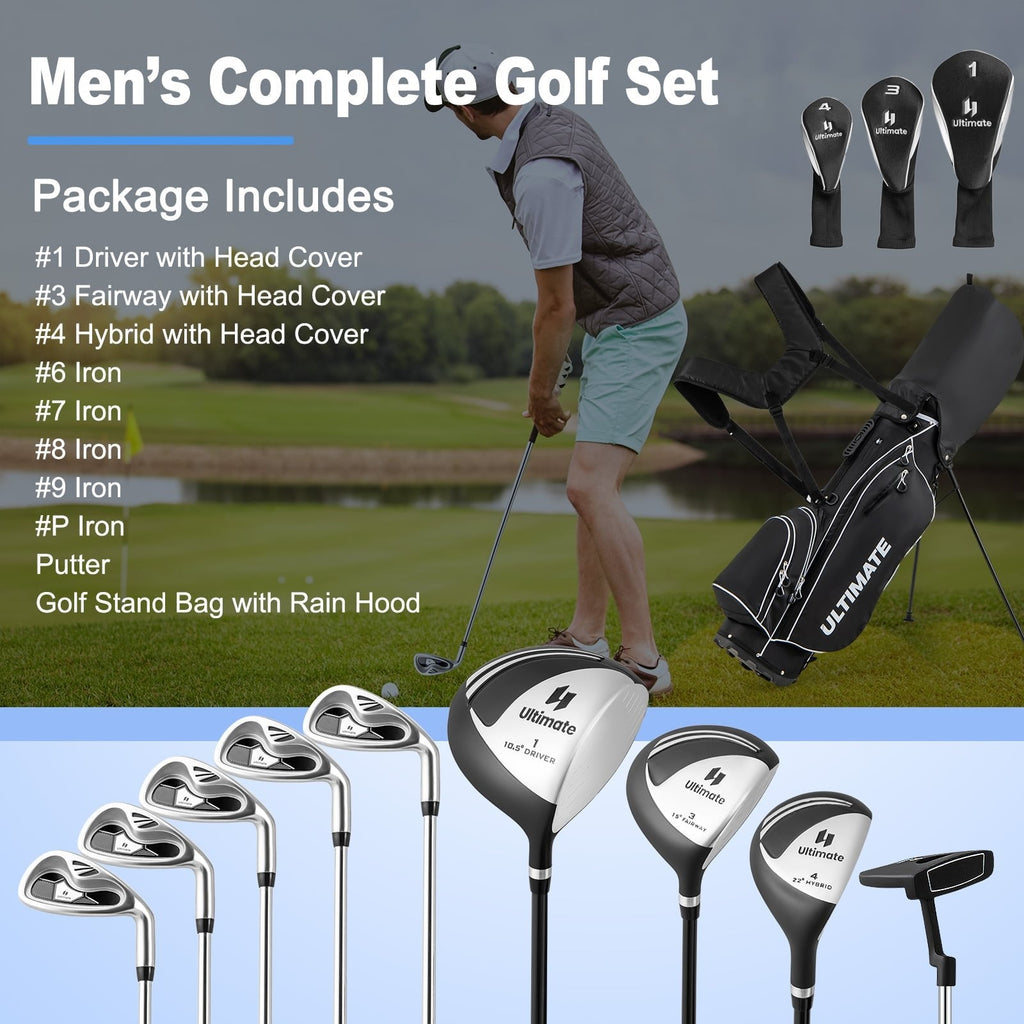 Ensemble complet de 10 clubs de golf Profile pour homme – Noir