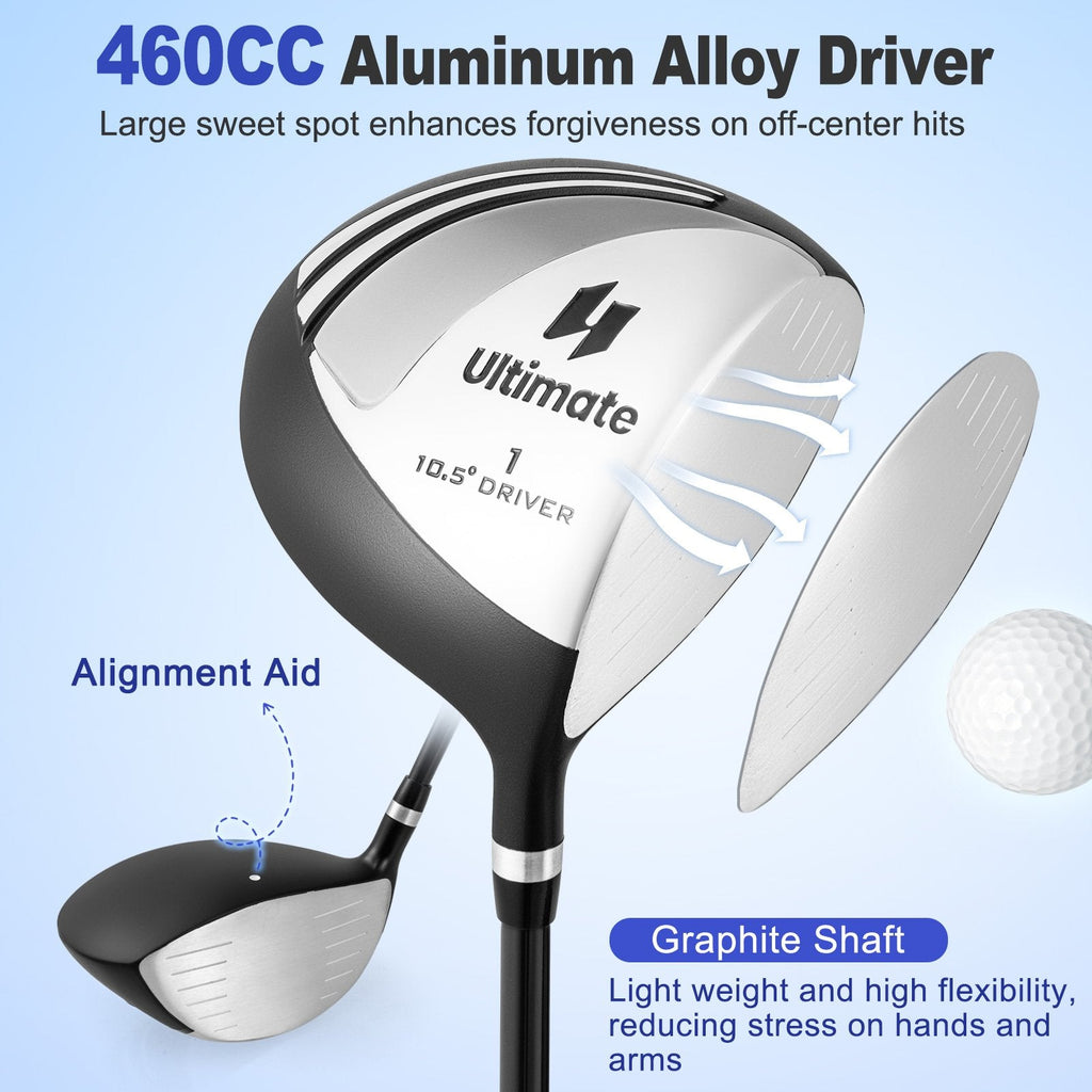 Men’s Profile Complete Golf Club Package Set Includes 10 Pieces-Gray