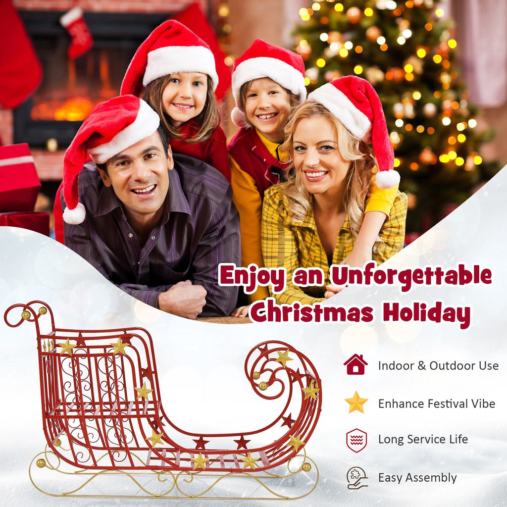 Trineo de metal de Papá Noel con gran área de carga para regalos