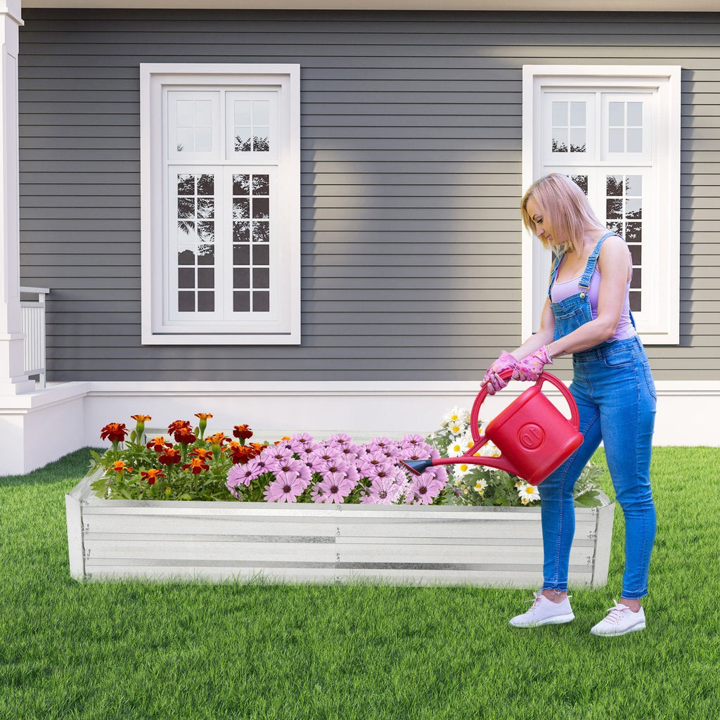 Cama de jardín elevada de metal galvanizado con base abierta, 6 × 3 pies