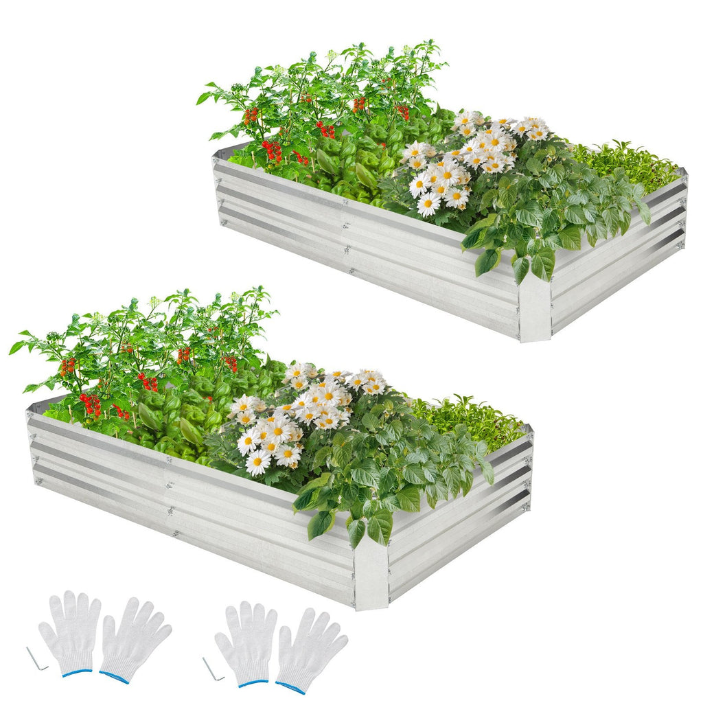 Cama de jardín elevada de metal galvanizado con base abierta, 6 × 3 pies